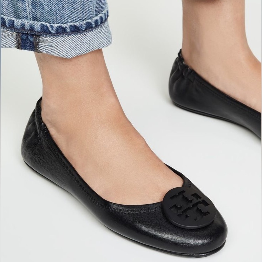 Tory Burch Minnie Travel Ballet With Logo; Size 7